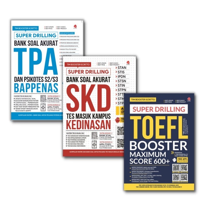

Jurnal Buku Super Drilling Bank Soal Tpa Psikotes S2/S3, Kediasan, Toefl