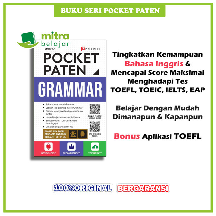 

Planner Buku Bahasa Inggris Pocket Paten Grammar Toefl Bonus Aplikasi