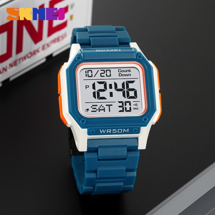 Terlaris Jam Tangan Pria Digital Kotak SKMEI 2264 Original Anti Air Resin Strap SALE
