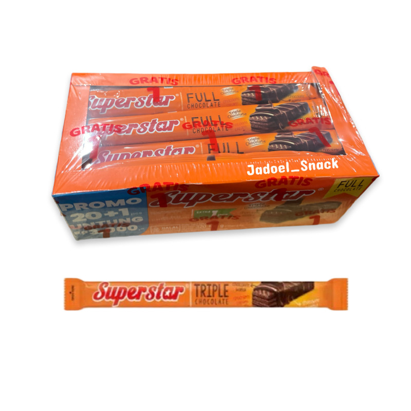 

Wafer Superstar Triple Chocolate 20 X 16 gr Rasa Cokelat By Jadoel_Snack