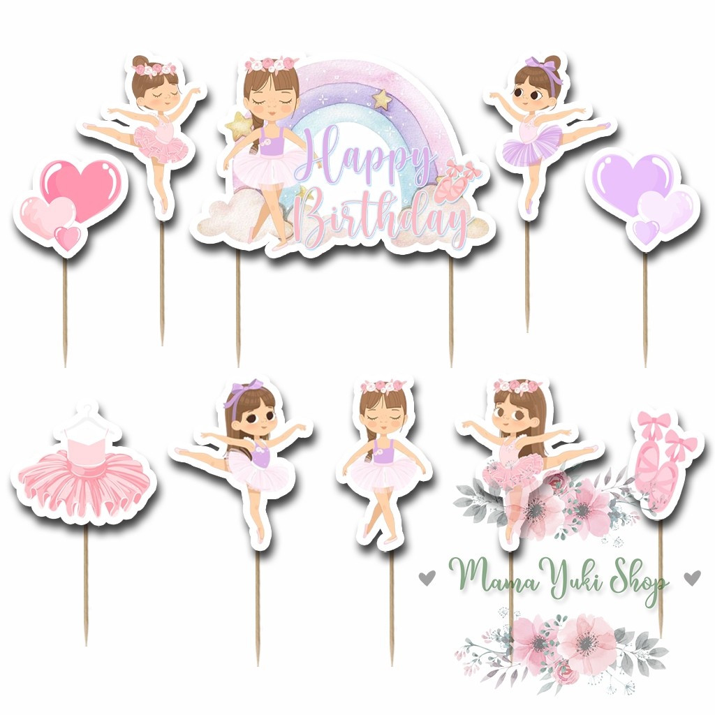 Topper Cake Hiasan Kue Ulang Tahun Anak motif BALERINA BALLERINA