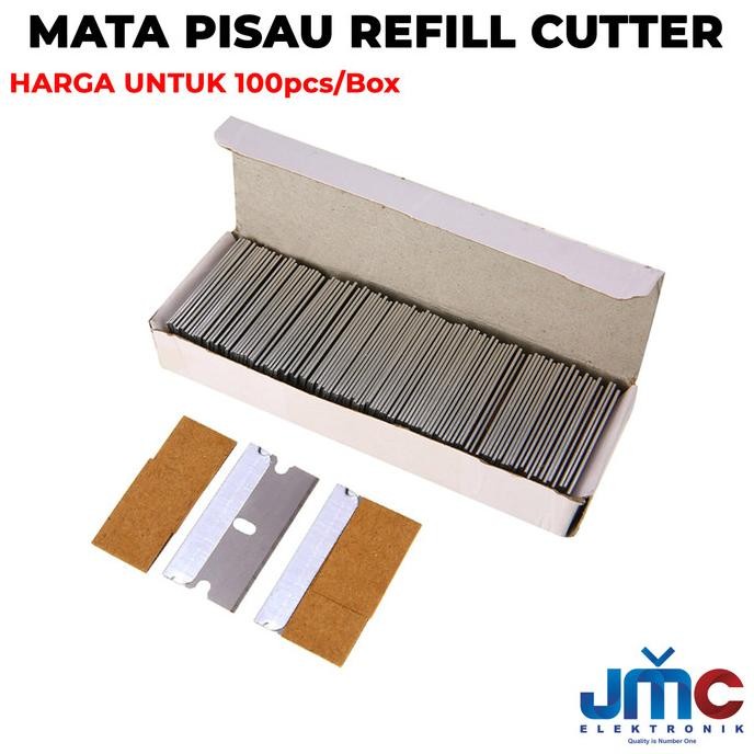 

Berkualitas 100pcs Mata Pisau Refill Cutter Pembersih Lem Sticker Scraper Pengupas