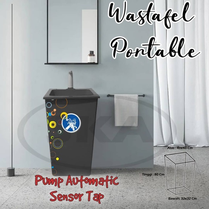 BISA GOSEND! Wastafel Portable Komplit + SKA + Kran & Handsoap Sensor