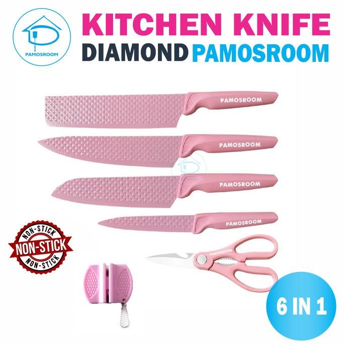

Berkualitas Pamosroom Pisau Dapur Set Kitchen Knife Set Diamond Non Stick Isi 6pcs