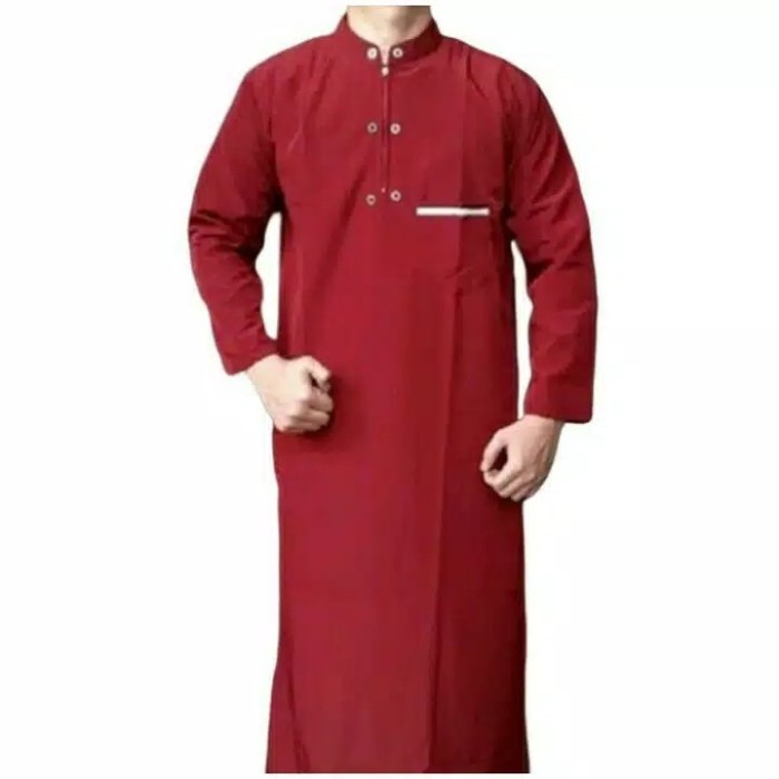 Jubah Pria BAJU JUBAH PRIA GAMIS LAKI-LAKI /JUBAH PRIA DEWASA /GAMIS PRIA - Maroon, M slimfit jumbo