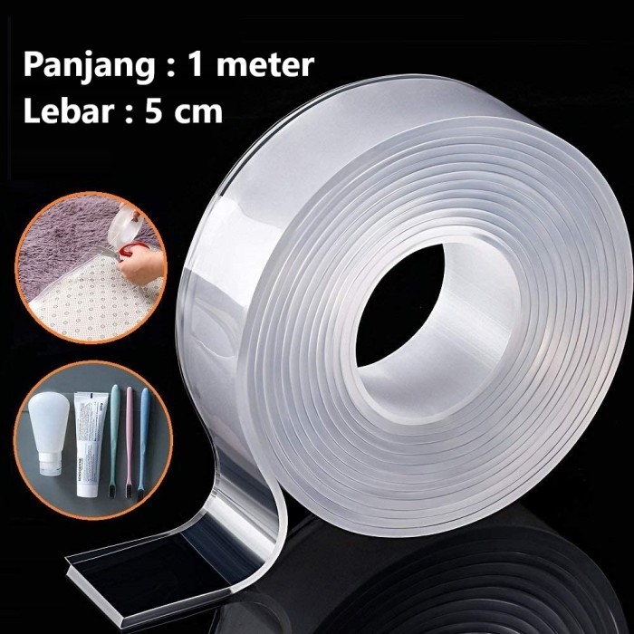 Nano Double Tape 5cm x 1meter Transparan Selotip Isolasi Bening