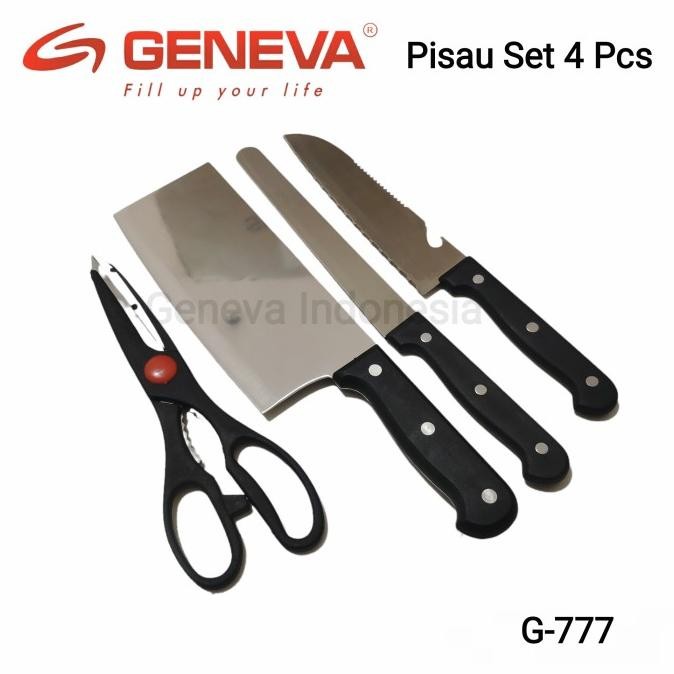 

Berkualitas Pisau Golok Gunting Pisau Fillet Dapur Stainless Set 4 Pcs Geneva