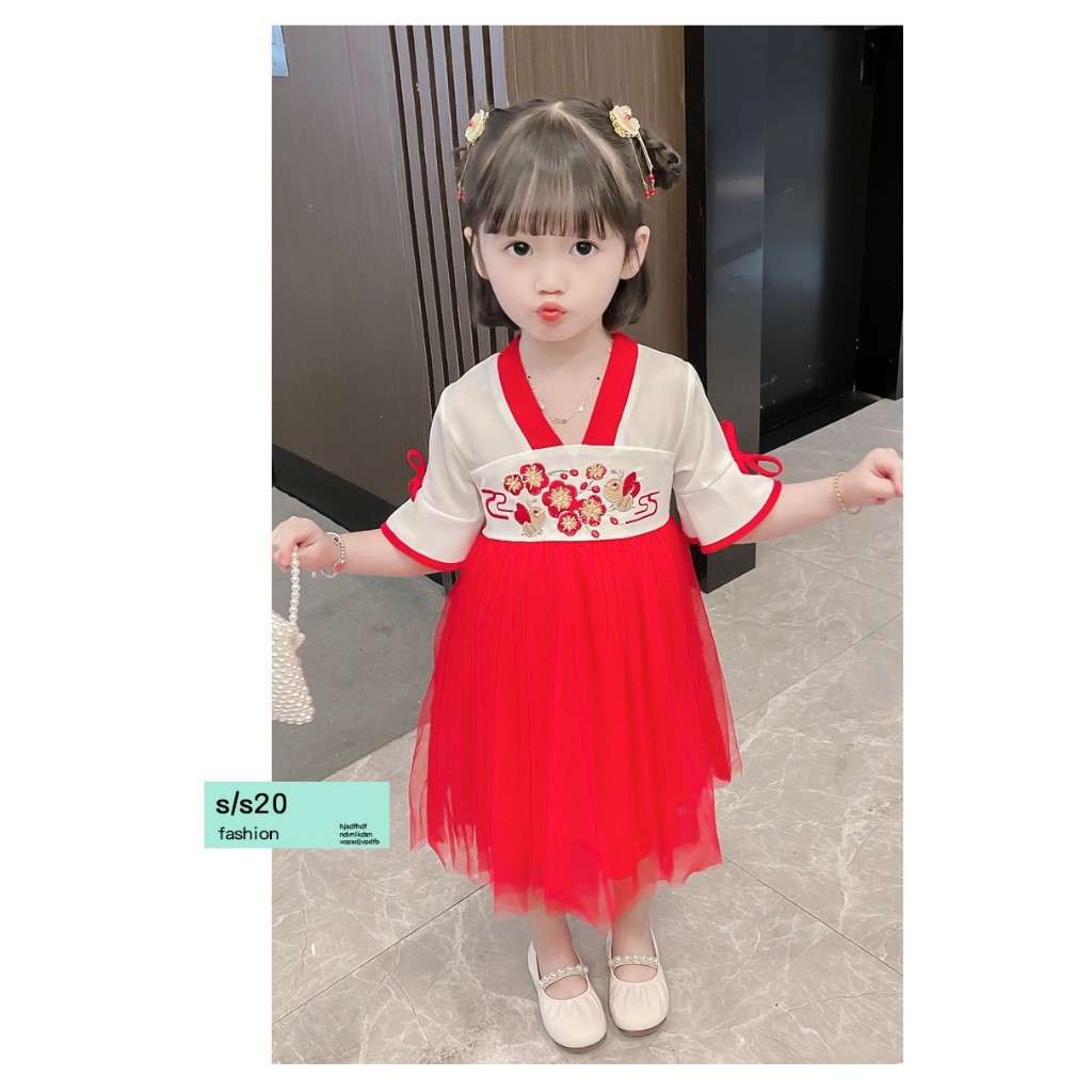 Dress Imlek Anak Hnbok China Brukat 6-7Thn Baju Rok Simple Bsju Baju Imlek Perempuan 12 14 Tahun Ceo