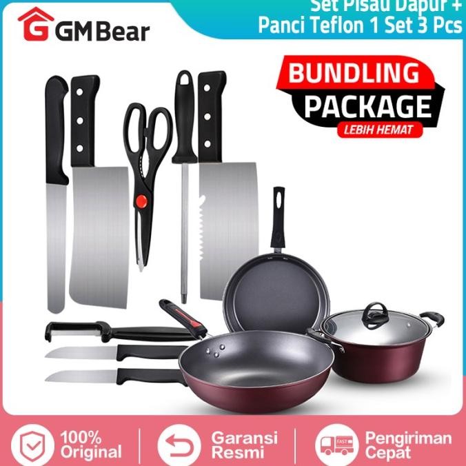 

Berkualitas (BUNDLING) GM Bear Pisau Set 1068 + Wajan Set Panci Teflon 1042