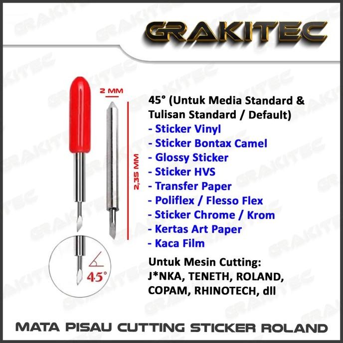 

Berkualitas 3 pcs Blade / Jarum / Mata Pisau Import Mesin Cutting Sticker untuk Roland J*nka Teneth Rhinotec Redsail Copam Harizo GCC 30 / 45 / 60 derajat Grakitec