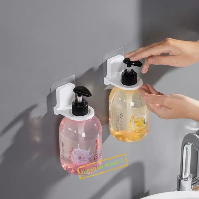 Holder Braket Botol Sabun Cuci Tangan Wadah Tempat Gantungan Pump Hand sanitizer Bracket Plastik