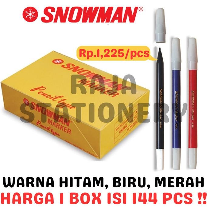 

TERMURAH - SNOWMAN MARKER SPIDOL SNOWMAN PW-1A PW1A HITAM BIRU MERAH [144PCS]