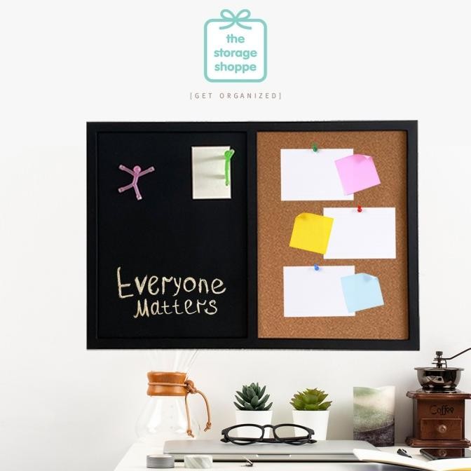 

TERMURAH - Magnetic Chalk Board Fabric Pushpin Board Combo Papan Tulis Bulletin