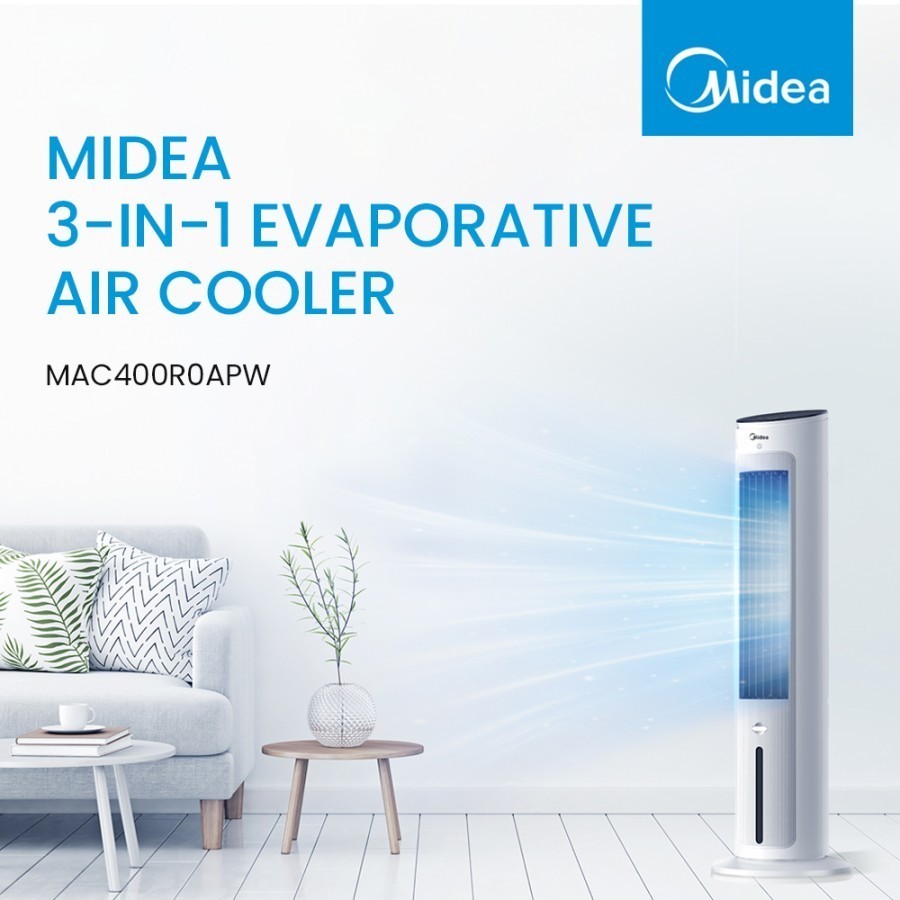 NEW Midea MAC-400R0APW Tower Fan Air Cooler 4 Liter . Baru & Bergaransi