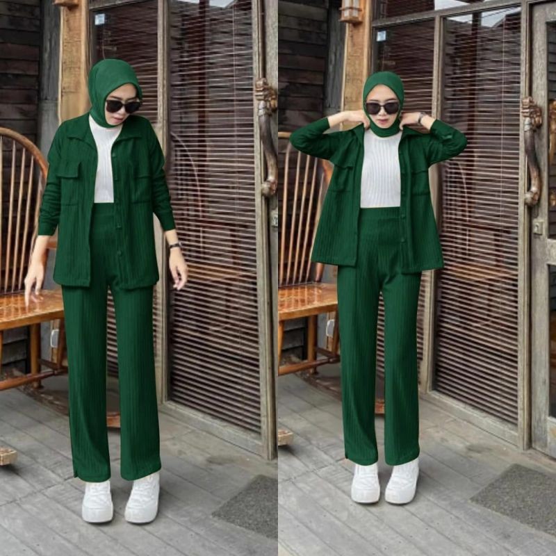 Setcel Wanita Stlan Terbaru 2025 Oneset Lebaran Remaja Prmpuan 1Set Celana Stelan Kaos Wanset Korean