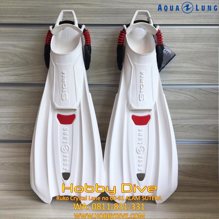 AQUA LUNG Fin Storm Arctic White - Red Scuba Diving Aqualung