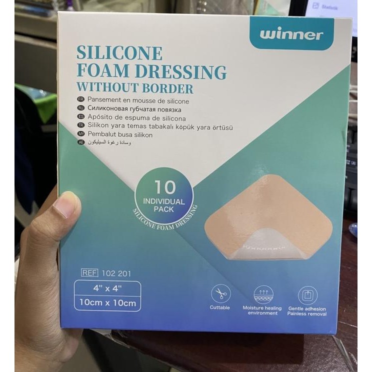 

TERSEDIA WINNER SILICONE FOAM DRESSING WITHOUT BORDER 10CM X 10CM