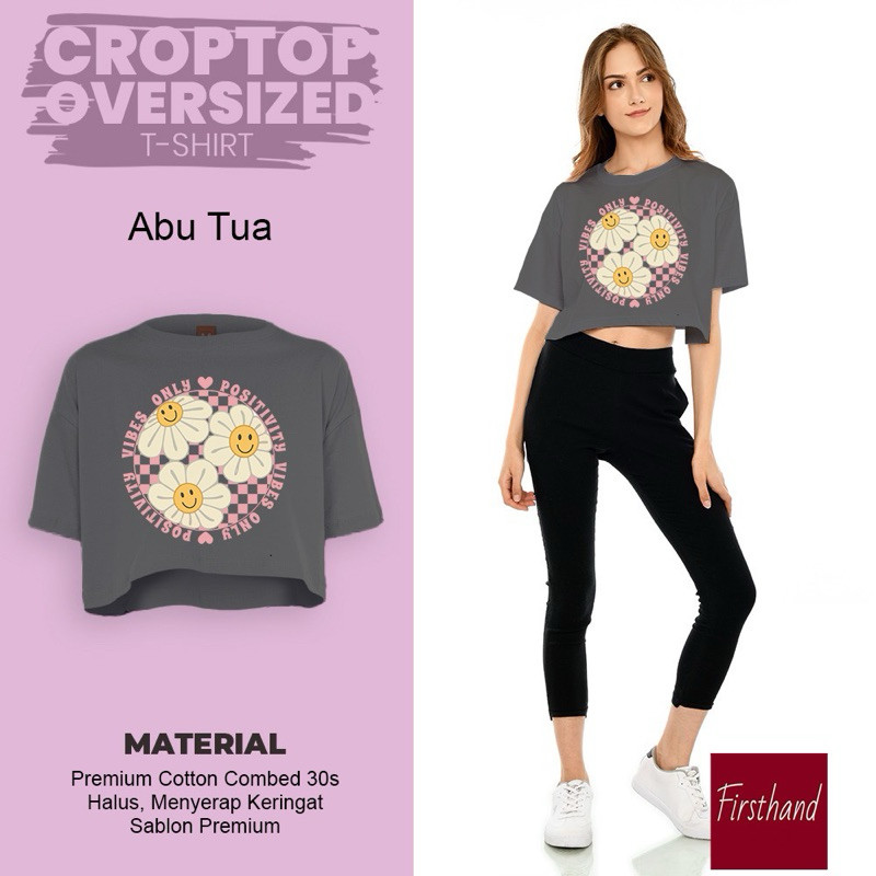 Kaos Crop Original Flowers Baju Crop Top Kaos Oversize Tee Top Crop