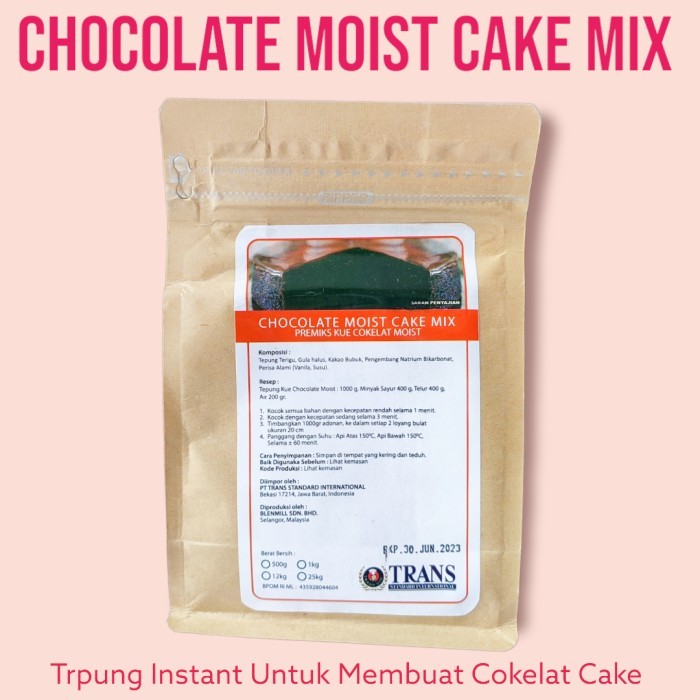 

TERBARU Trans Chocolate Moist Cake Mix 500 Gram Tepung premix Instant