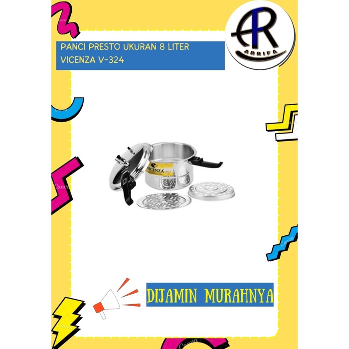 TERBARU Original Vicenza Panci Presto Pressure Cooker Vicenza Ukuran 8 Liter BISA GRAB