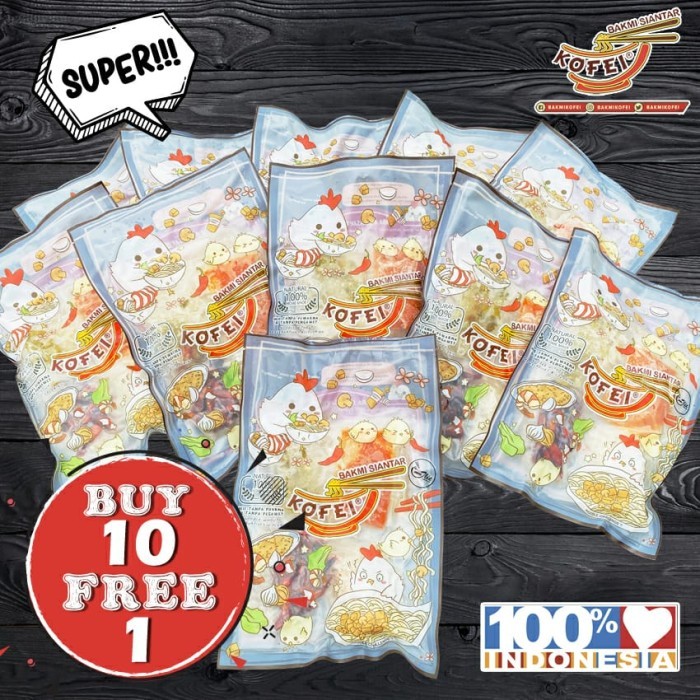 

BUY 10 FREE 1 Paket Bakmi Ayam Jamur Kofei Frozen (NON-HALAL) TERLARIS