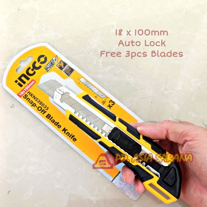 

Cutter Besar 18mm INGCO HKNS28035 Auto Lock Snap Off Blade Retract SK5 GRATIS ONGKIR Kode 1458