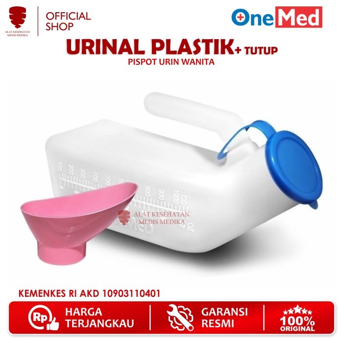 Pispot Urinal Perempuan Onemed dengan Tutup Tempat Buang Air Kecil Dewasa Wadah Pipis Kencing Urin P