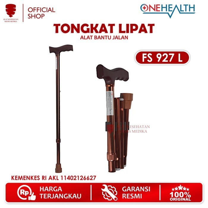 Tongkat Lipat OneHealth KY927L Alat Bantu Jalan Walking Stick Kaki 1