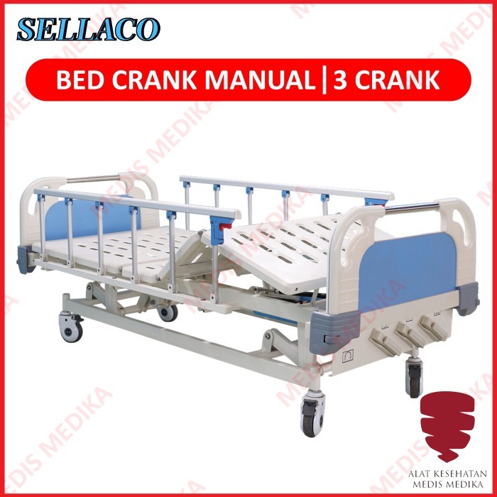 Bed Manual 3 Crank Hospital Tempat Tidur Ranjang Pasien Rumah Sakit