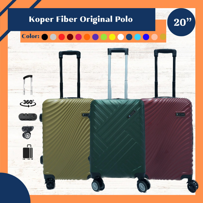 terpercaya Koper 20 inch fiber murah Polo Twin koper kabin tas travel BIG SALE