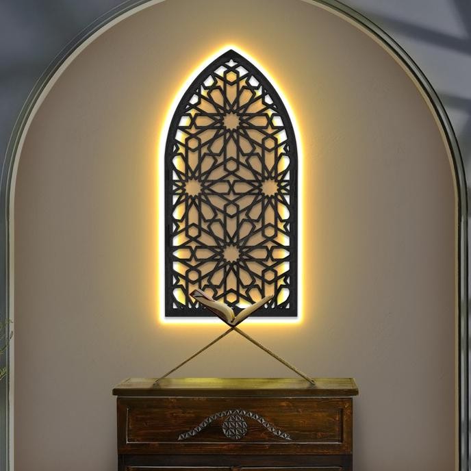 Hiasan Dinding Mihrab Mushola Rumah - Dekorasi Mihrab Dinding + LED