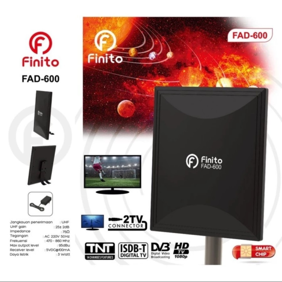 ANTENA DIGITAL 2 FUNGSI INDOOR & OUTDOOR FINITO FAD 600Z 4K ULTRA HD