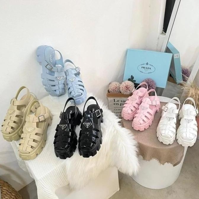 Jual Best Seller Sepatu Heels Wanita Prada Platform Heels Sepatu Sandal