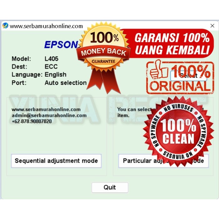 Resetter Epson L405 Unlimited 1 PC