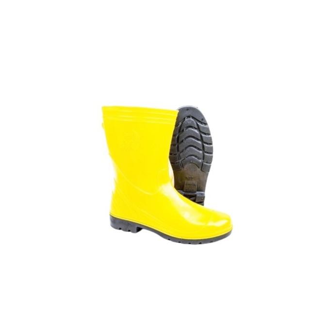 Sepatu Boot Tinggi Hunter Safety 1 Hitam Kuning Putih Toe Cap Besi -