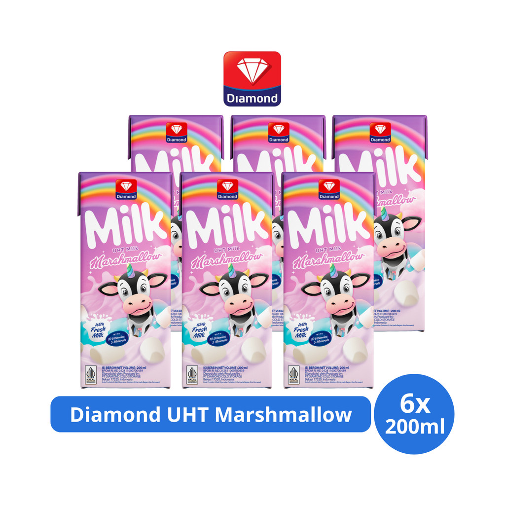 

Diamond Milk Susu UHT Marshmallow 200ml x 6 pcs