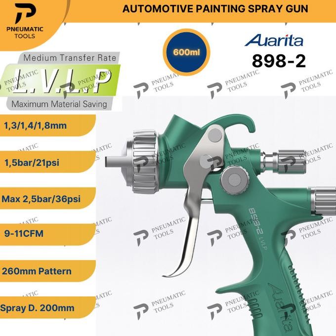 Spray Gun AUARITA 898-2 LVLP - Automotive Painting Spray Gun - GREEN