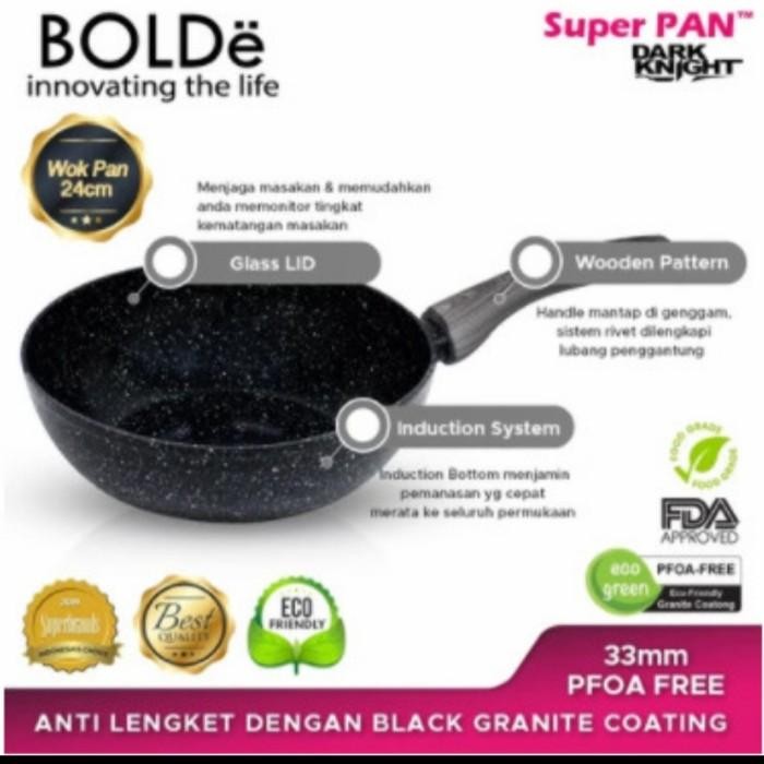 Wajan Penggorengan 24 Cm Black Bolde Wok Pan Granit Anti Lengket