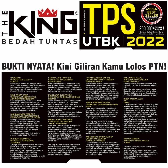 

BUKU BEST SELLER THE KING BEDAH TUNTAS TPS UTBK 2022 + BONUS DRILING