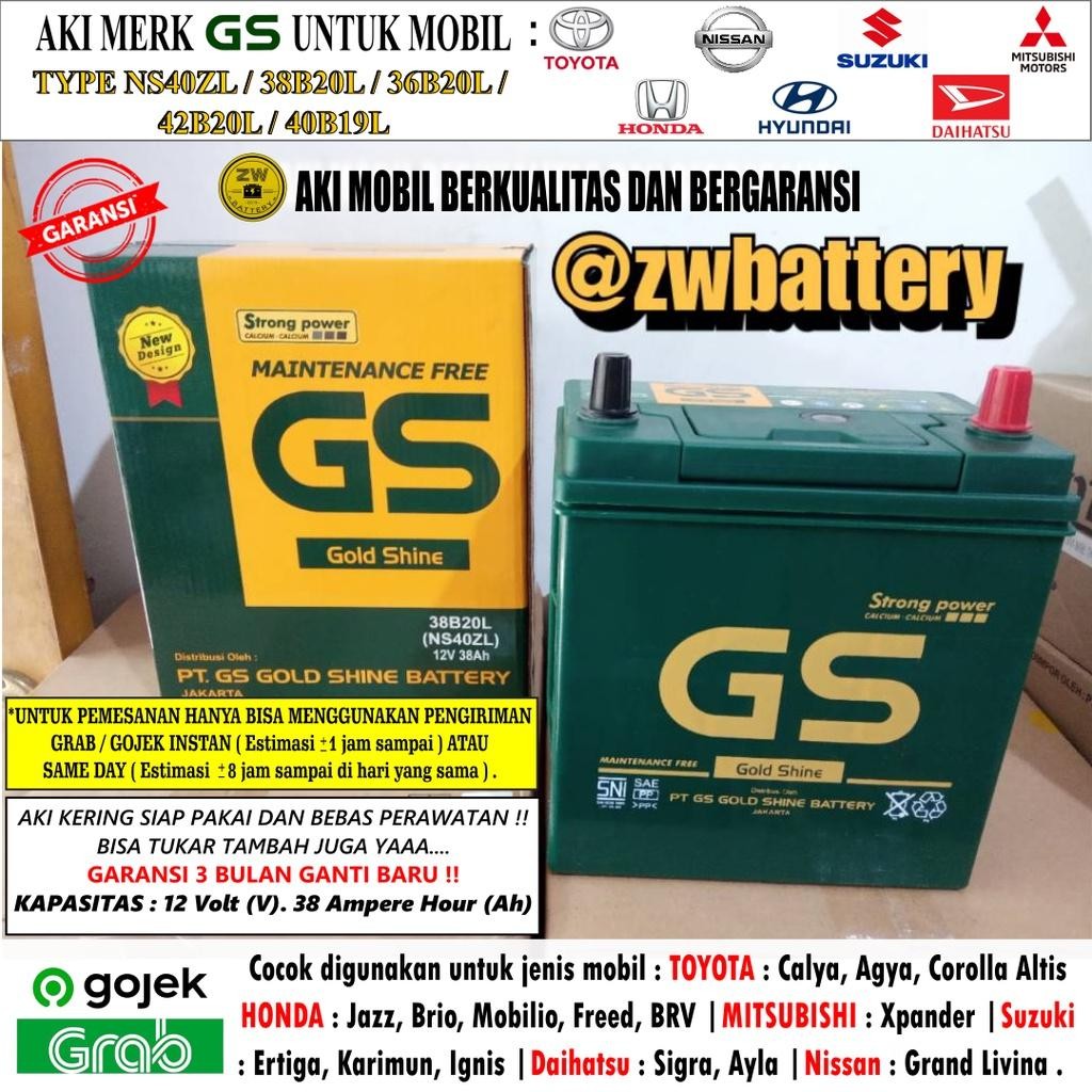 Aki Mobil Agya, Cayla, Ayla, Sigra, Xpander, Picanto Ns40Zl Gs Mf