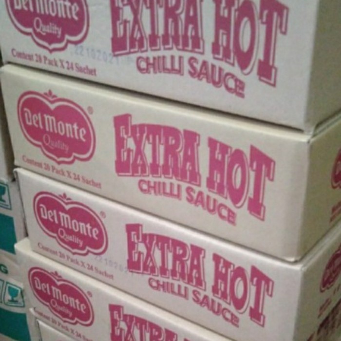 

Saos Extra Hot Delmonte Sachet per dus isi 20 bungkus GOJEK GRAB