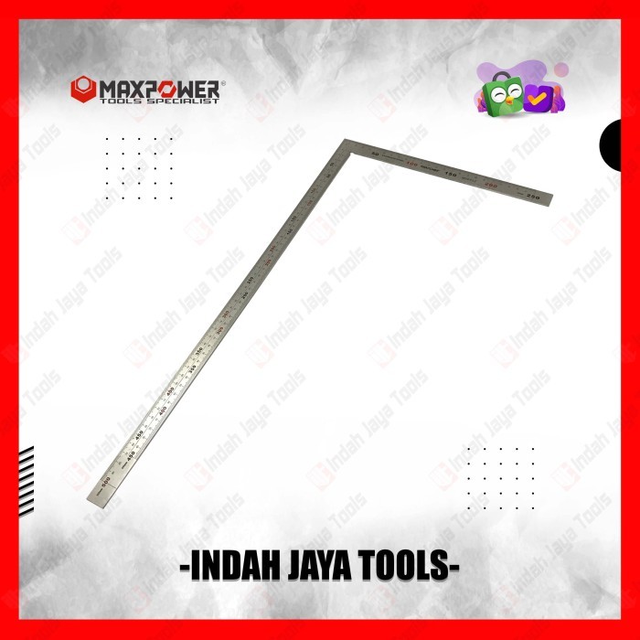 

MAXPOWER 10" Penggaris Siku Stainless Besi 500 x 250 mm Steel Ruler