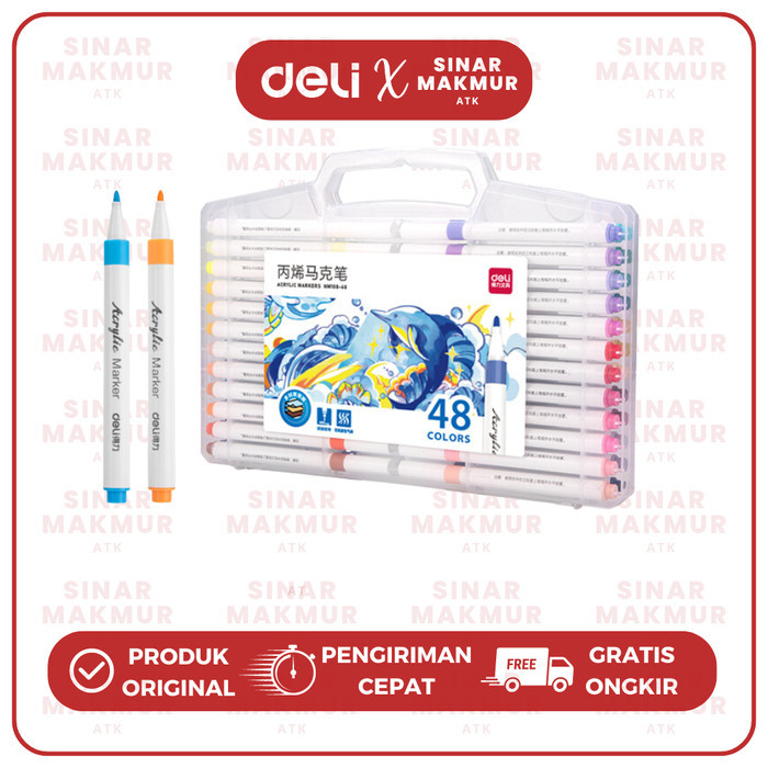 

Spidol Akrilik/Acrylic Marker Bullet Tip 48 Warna Deli HM108-48 (Set)