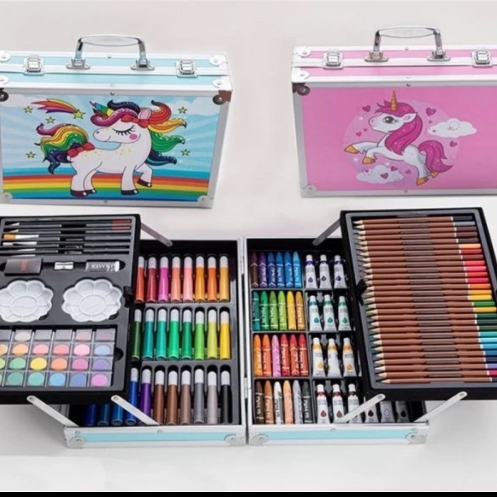 

Alat Gambar Koper Besi Crayon cat air Pensil warna marker 145 pc