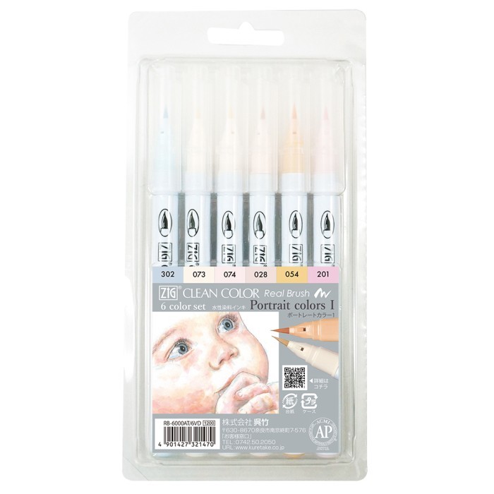 

ZIG CLEAN COLOR Real Brush 6 colors set " Portrait Colors