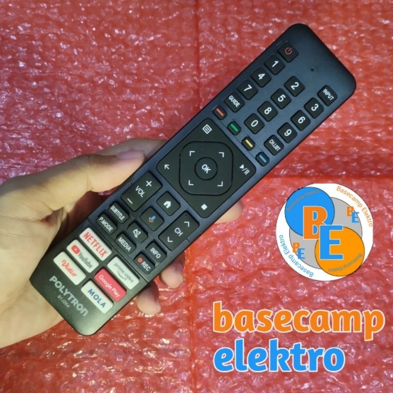 Remote POLYTRON Android TV 81J264 Original Asli Free Cover Free Batu Baterai Remot POLYTRON Android