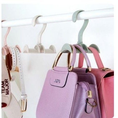 Gantungan Tas Putar Hanger Bag 2 Kait Plastik Impor Lengkung Organizer Murah