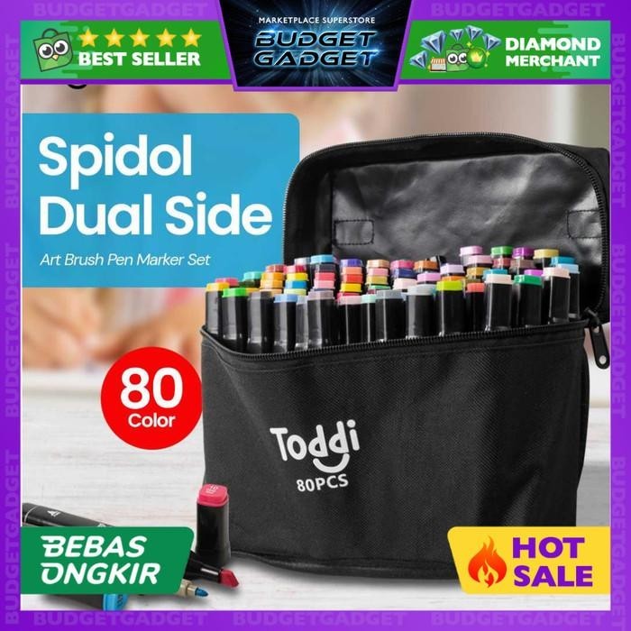 

TERBARU Toddi Set Spidol Dual Side Fine Art Brush Pen Art Marker Set - HL0270