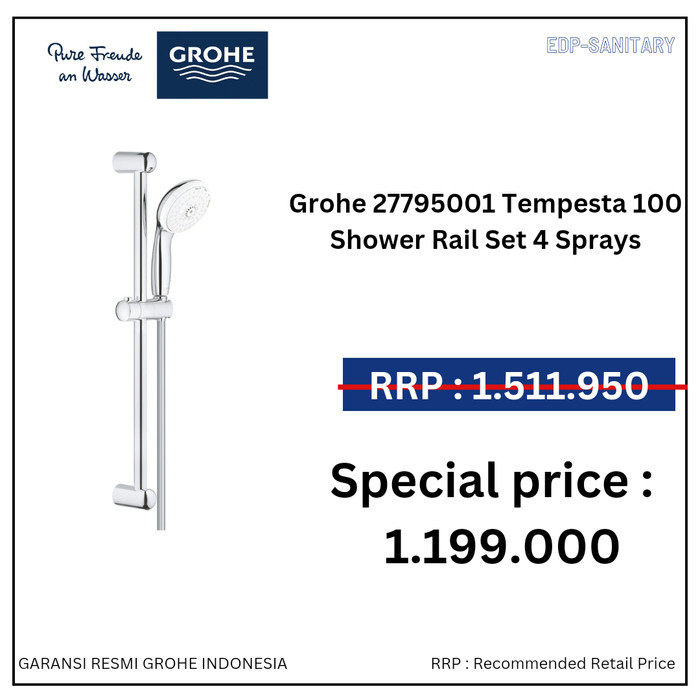 Grohe27795001Tempesta100showerrail4sprays