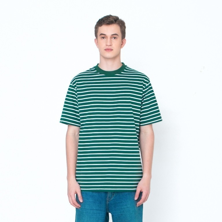 Erigo T-Shirt Stripe Radford Medium Striped Green - Kaos Unisex